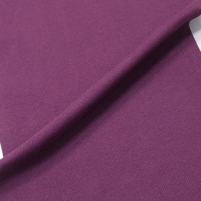 1x1 Circular Cotton Elastane Ribbing - Blackcurrant