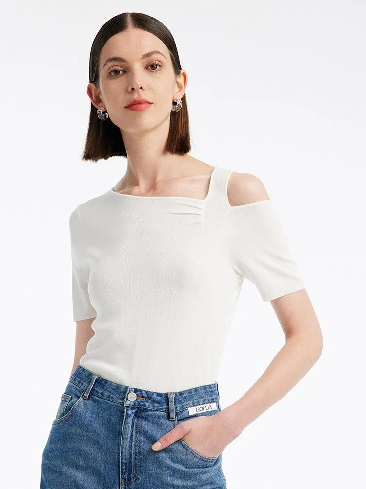 Acetate Asymmetrical Neck Tops