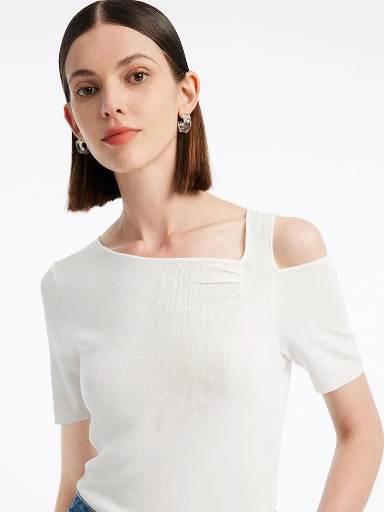 Acetate Asymmetrical Neck Tops