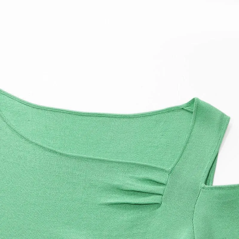 Acetate Asymmetrical Neck Tops