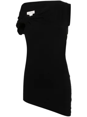 ALEXANDER MCQUEEN Asymmetric Black Viscose Tank Top for Women