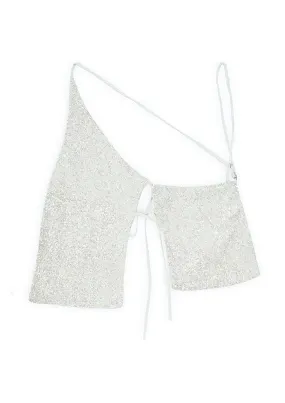 Asymmetrical Sequin Crop Top