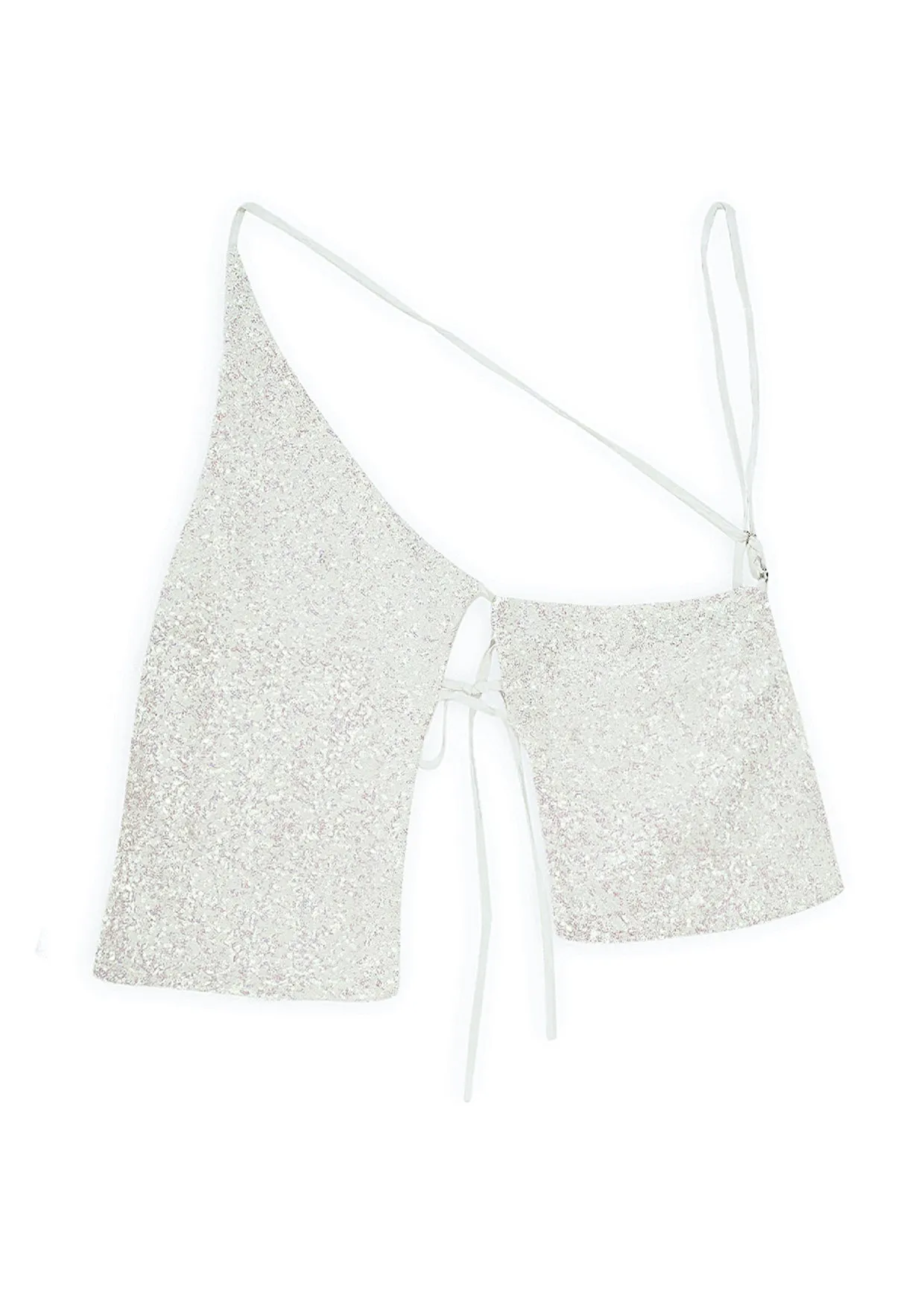 Asymmetrical Sequin Crop Top