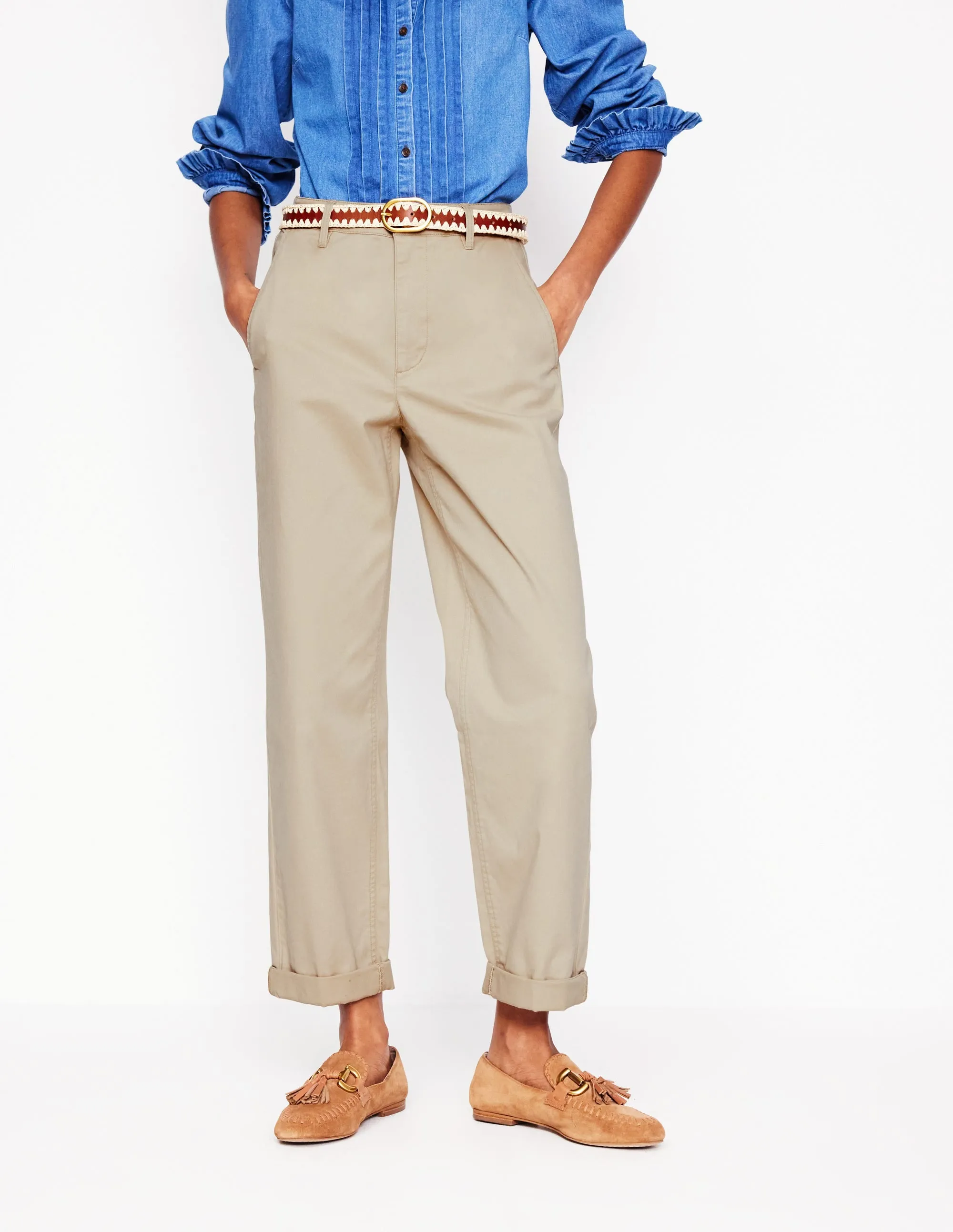 Barnsbury Tape Chino Trousers-Oatmeal