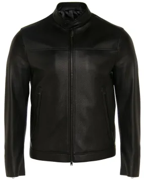 Black Leather Bomber Jacket