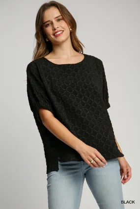 Black Textured Knit Boxy Top