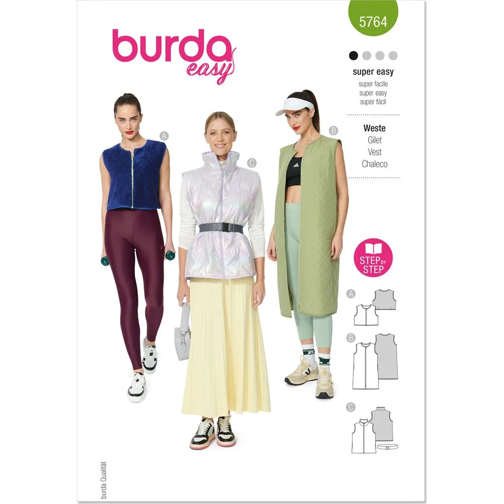 Burda Style Pattern 5764 Misses' Waistcoats and Vest B5764