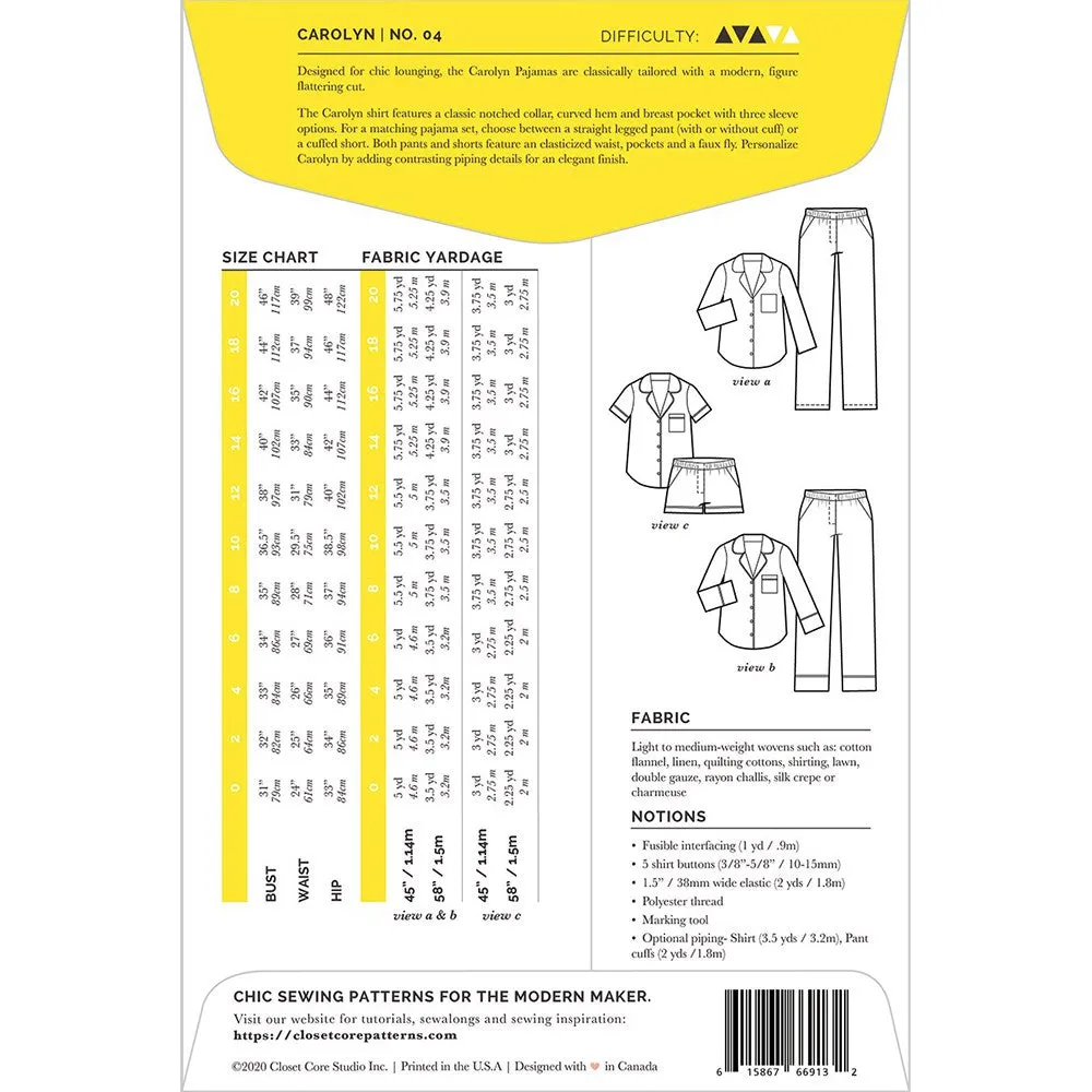 Carolyn Pajamas Pattern