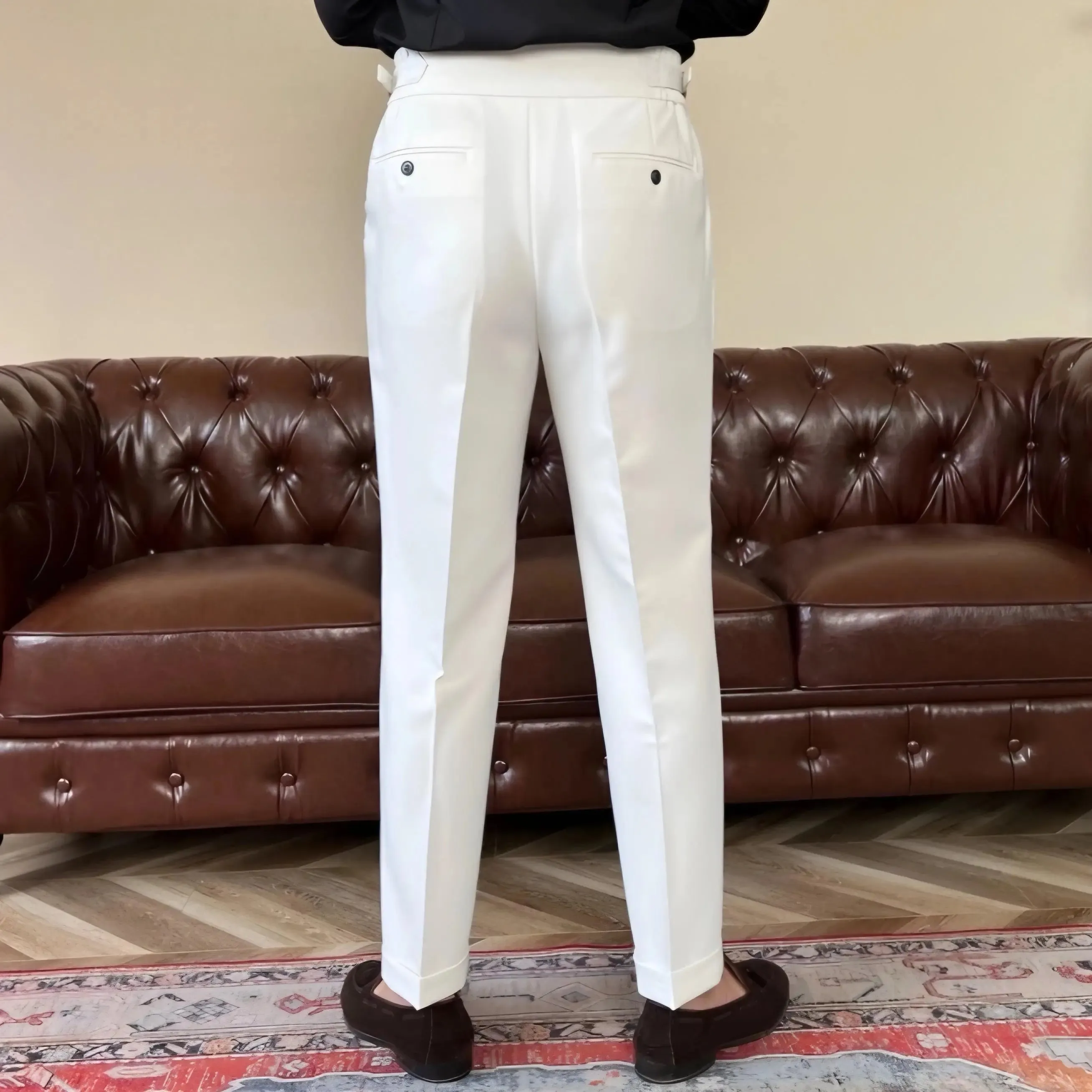 Classic Italia Sidetab Elastic Trousers - Cross & Crown