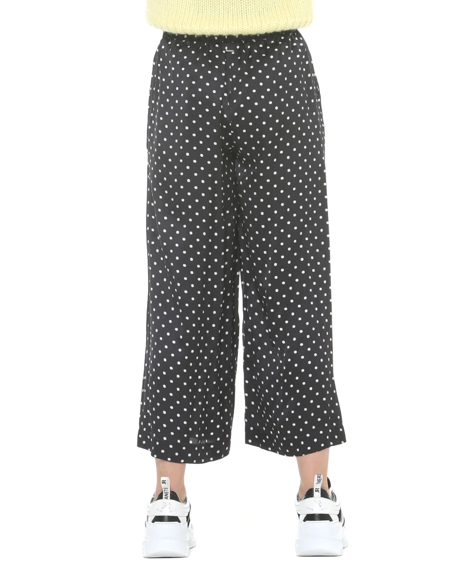 Cropped wide trousers polka-dots