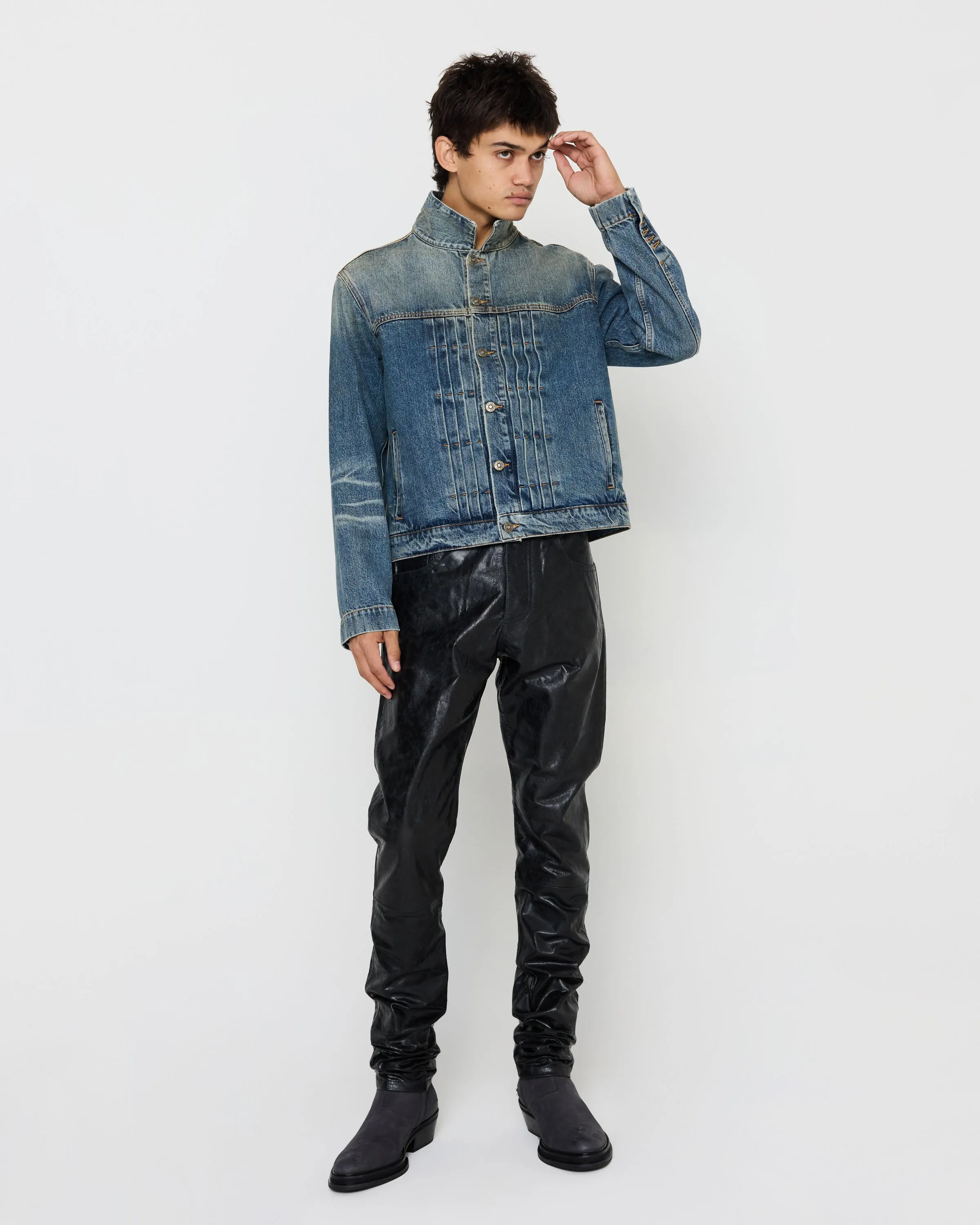 Denim Trucker Jacket in Washed Blue