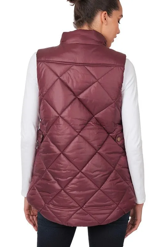 Diamond Quilted Zip Front Vest