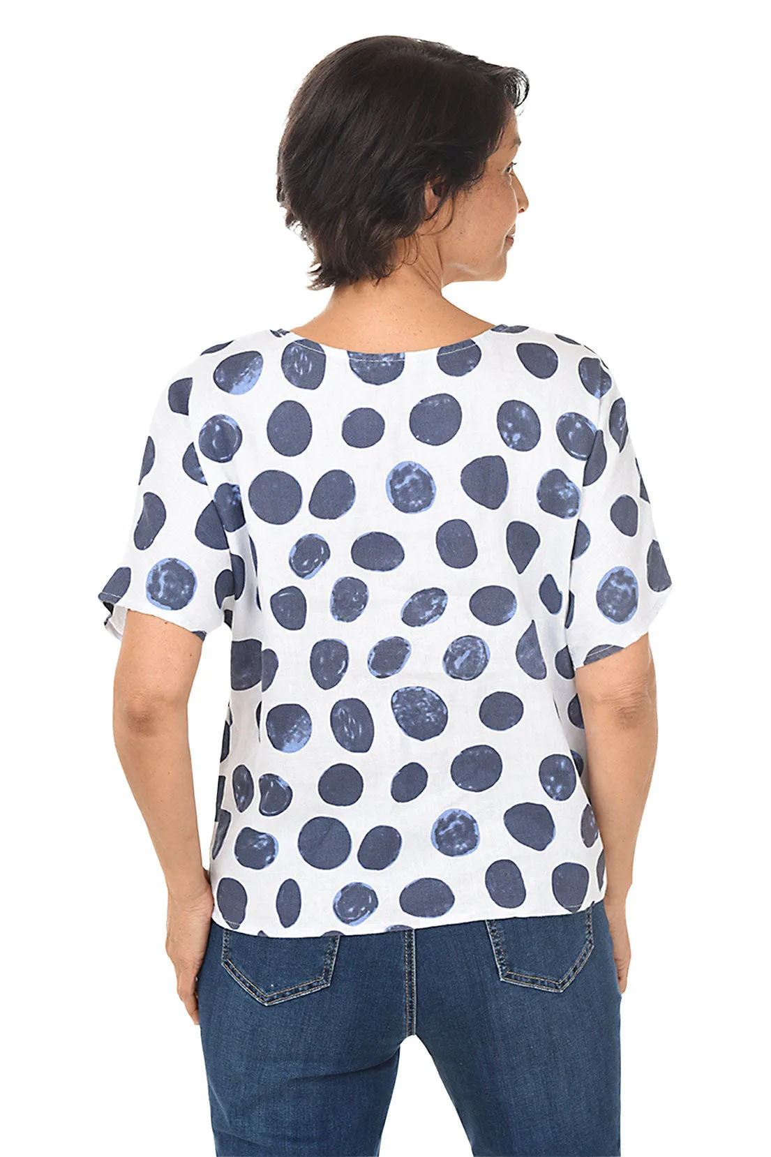 Dotted Boxy Linen Top