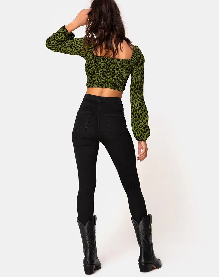 Elina Top in Cheetah Khaki