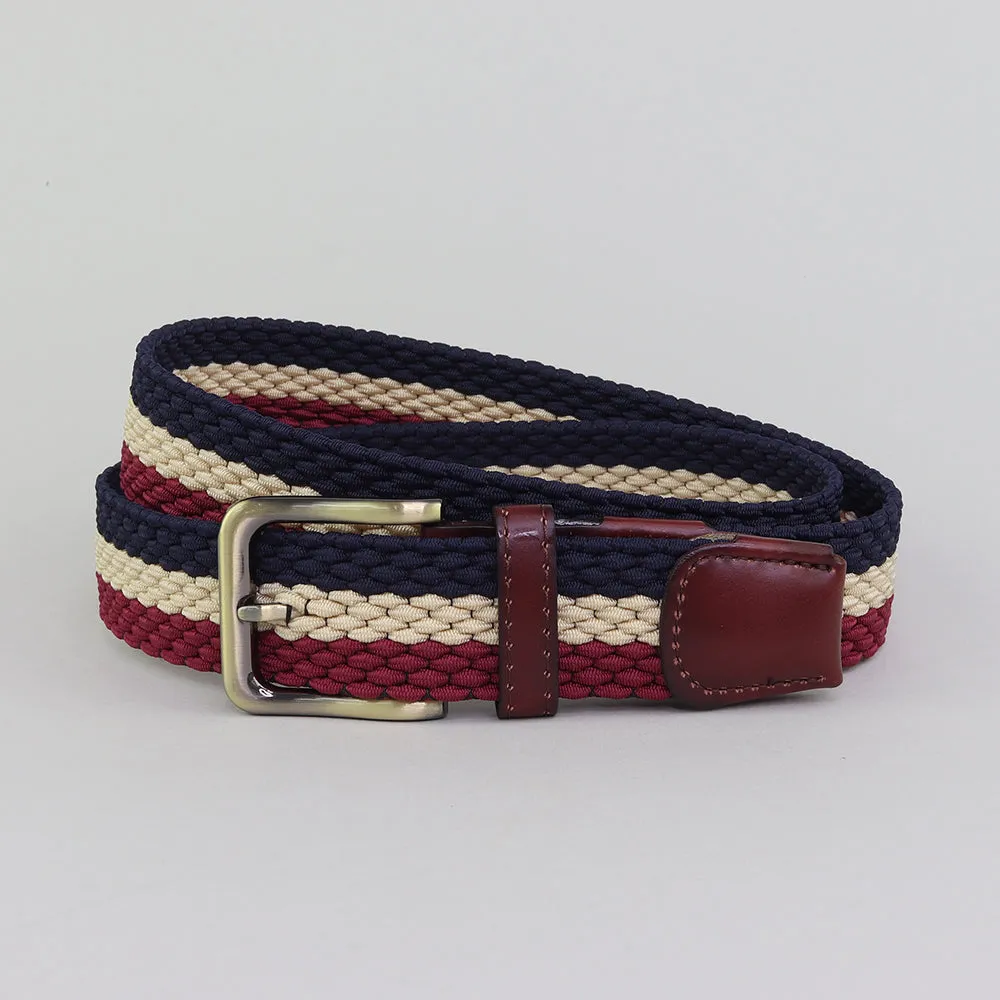 Essendine 35mm Navy/Ecru/Burgundy Elastic Belt