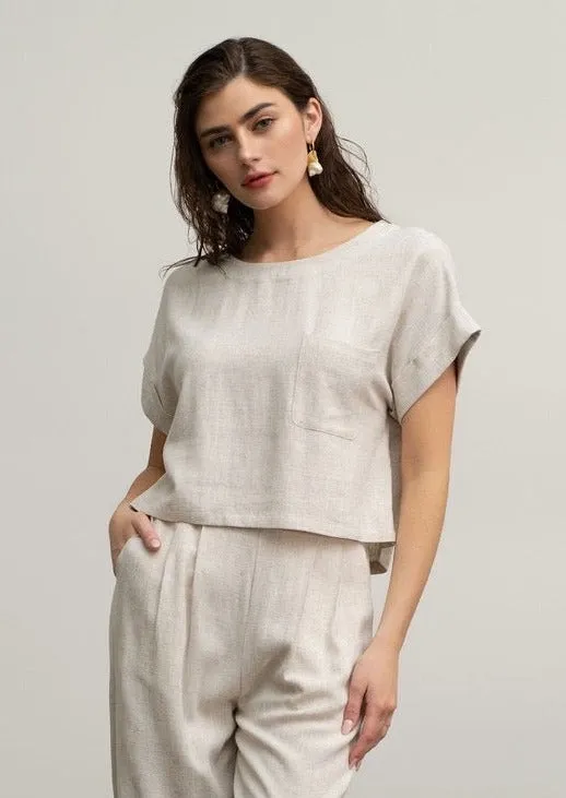 FINAL SALE - Short Sleeve Boxy Linen Tops - 2 Colors!