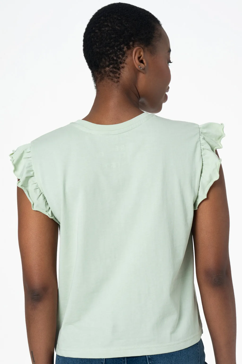 Frill Detail T-Shirt _ 143382 _ Sage