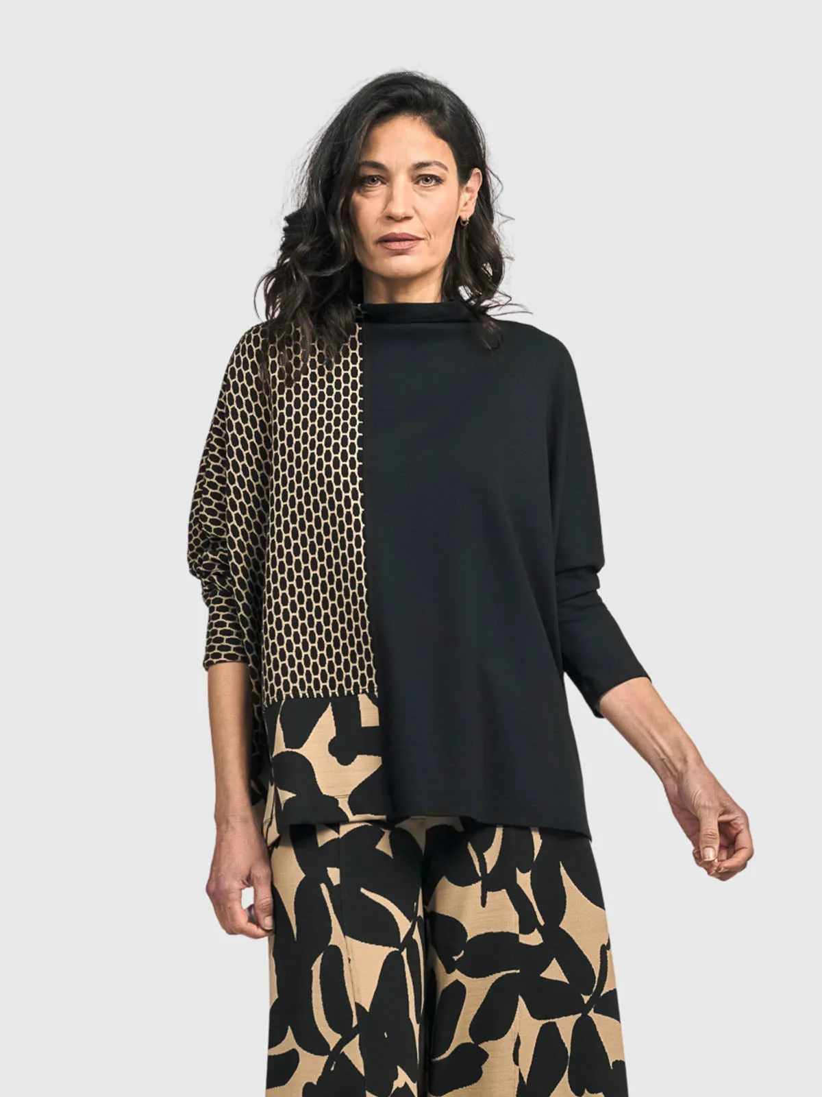 Funnel Neck Boxy Top, Mix