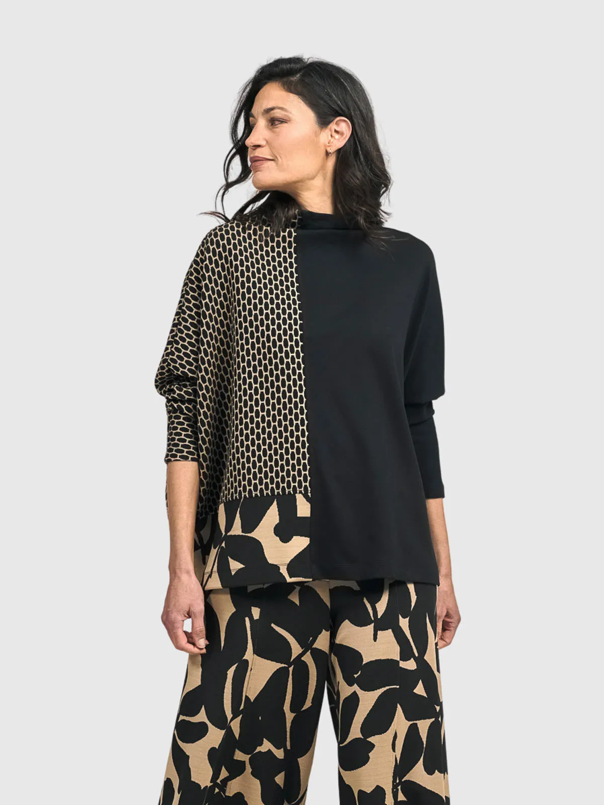 Funnel Neck Boxy Top, Mix