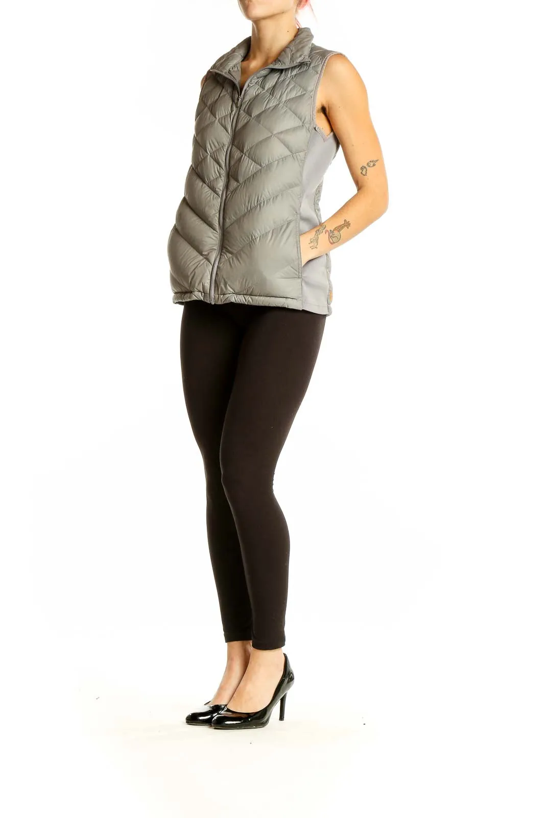 Gray Quilted Puffer Vest