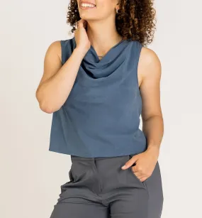 Jade Asymmetrical Cowl  -  Gentle Stretch Poplin