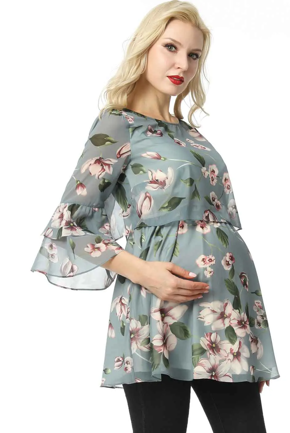 Kimi   Kai Maternity "Audrey" Nursing Floral Print Blouse