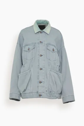 Lacey Trucker Jacket in Faded Steel Blue Canvas