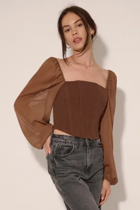 Legendary Love Chiffon-Sleeve Cropped Corset Top