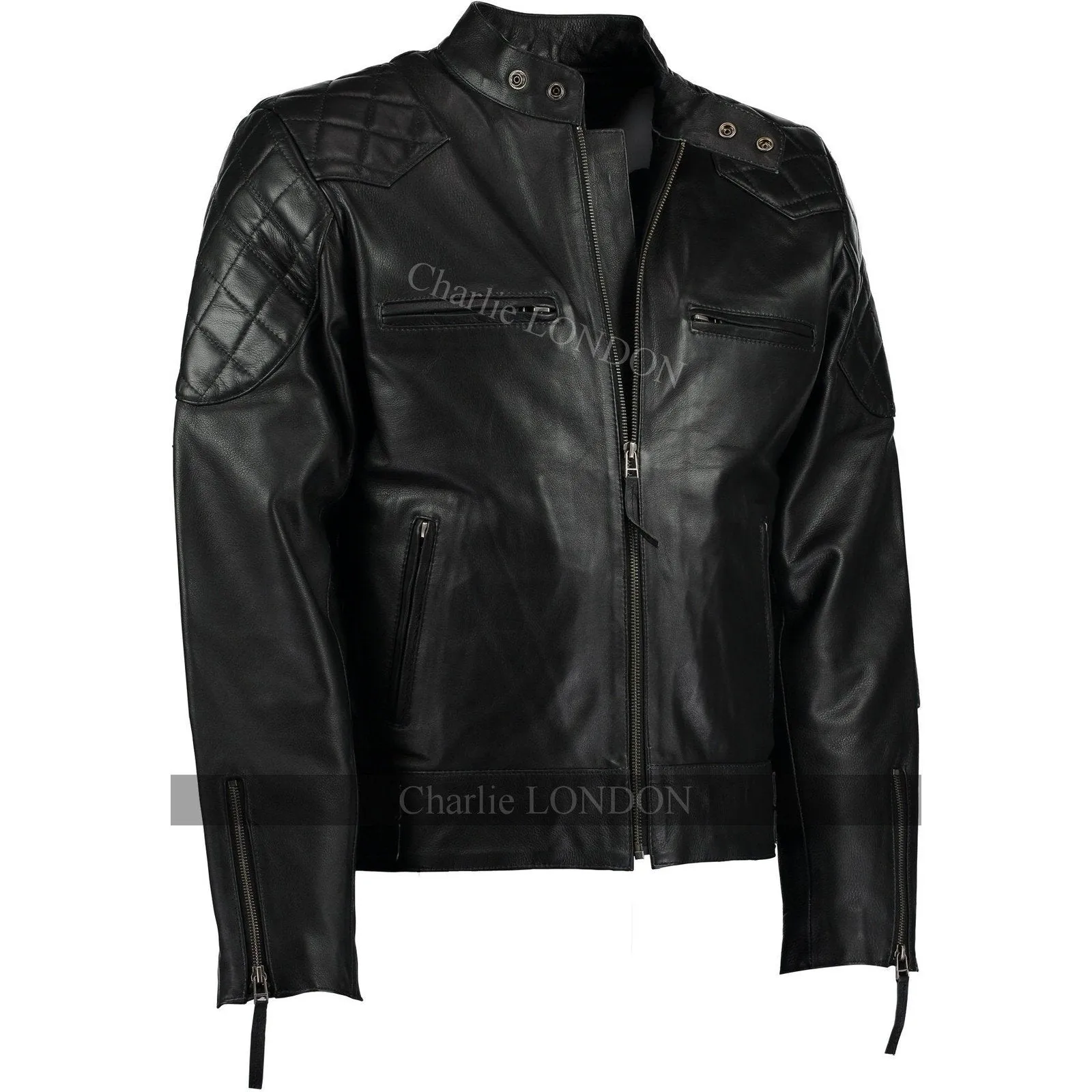 Mens David Beckham Black Stannard Leather Jackets