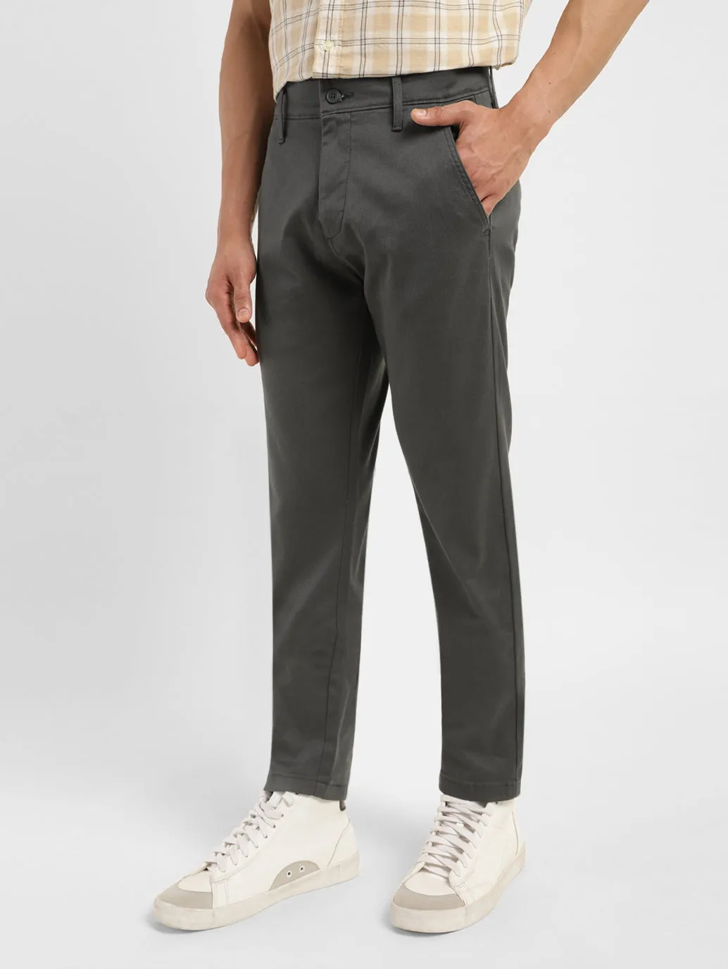 Men's Grey Slim Tapered Fit Chinos