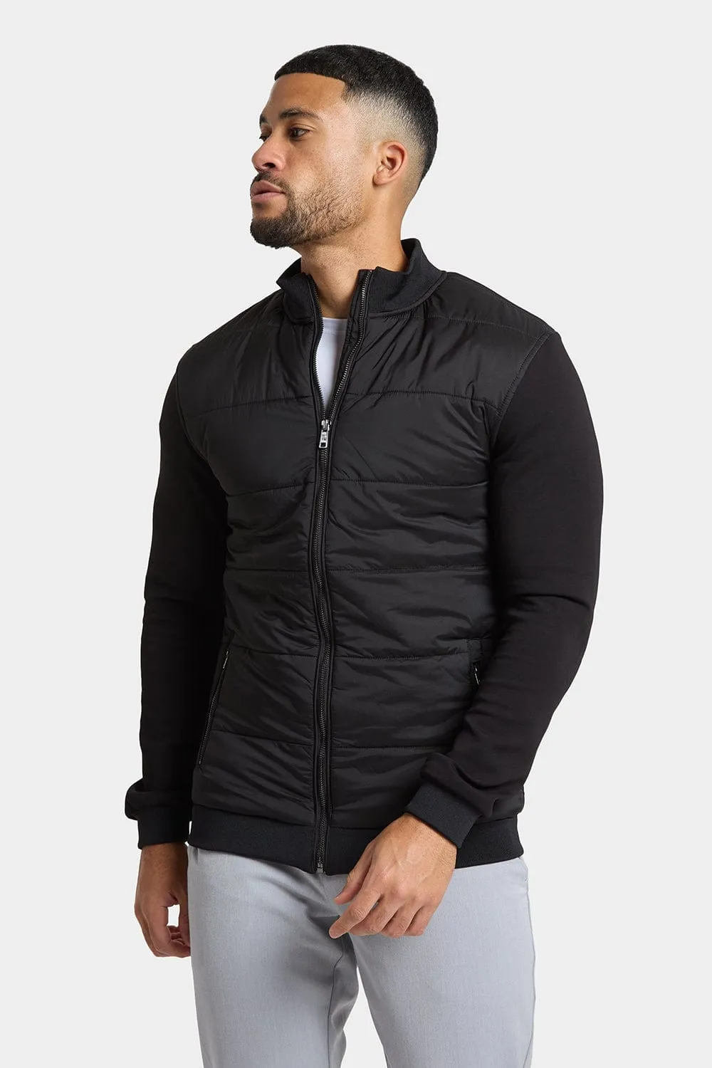 Quilted Hybrid Jacket in Black