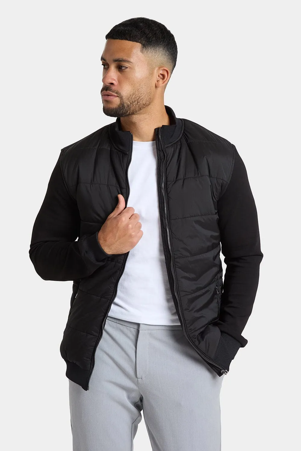 Quilted Hybrid Jacket in Black