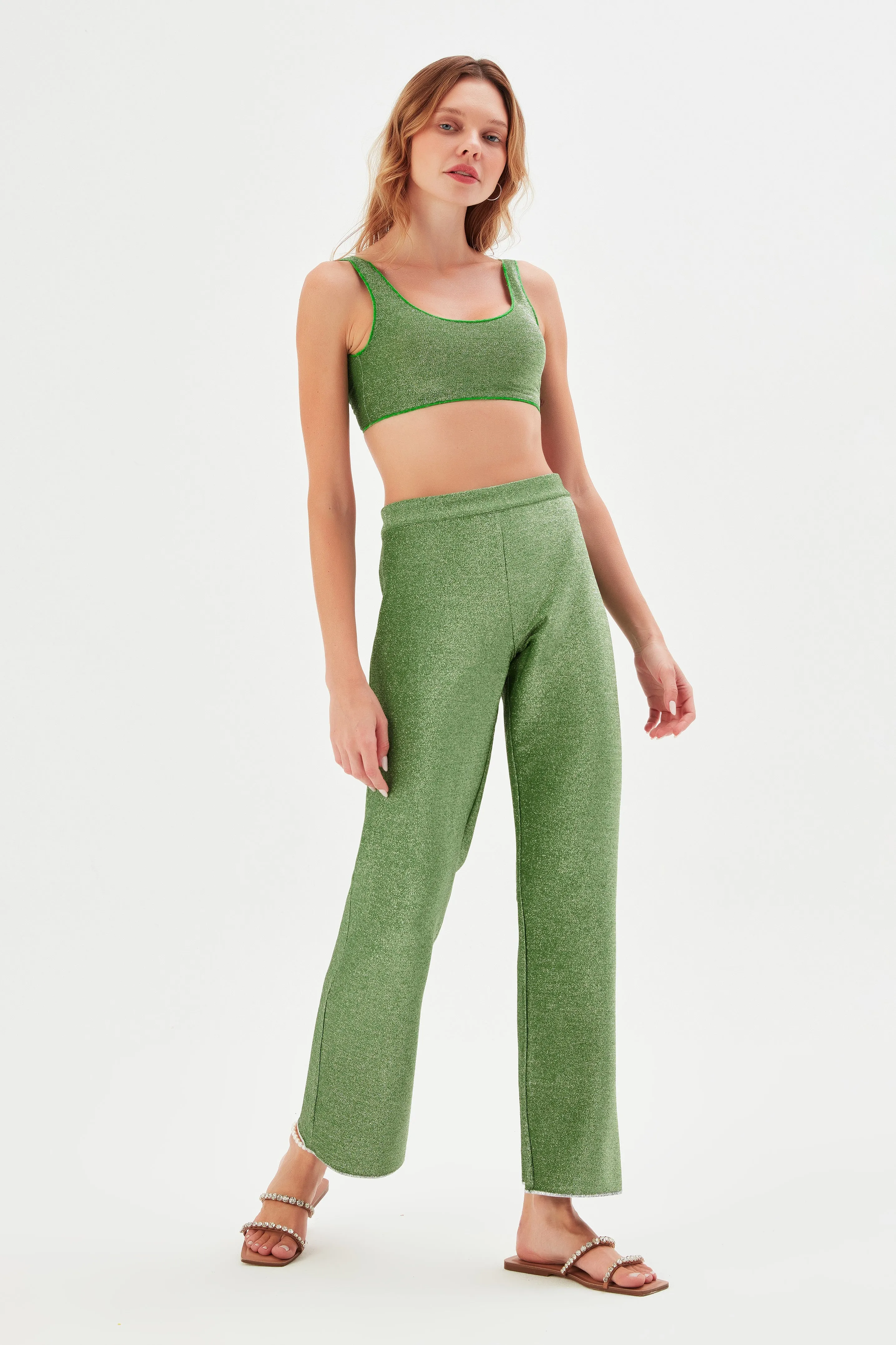 Roda Glitter Trousers Green