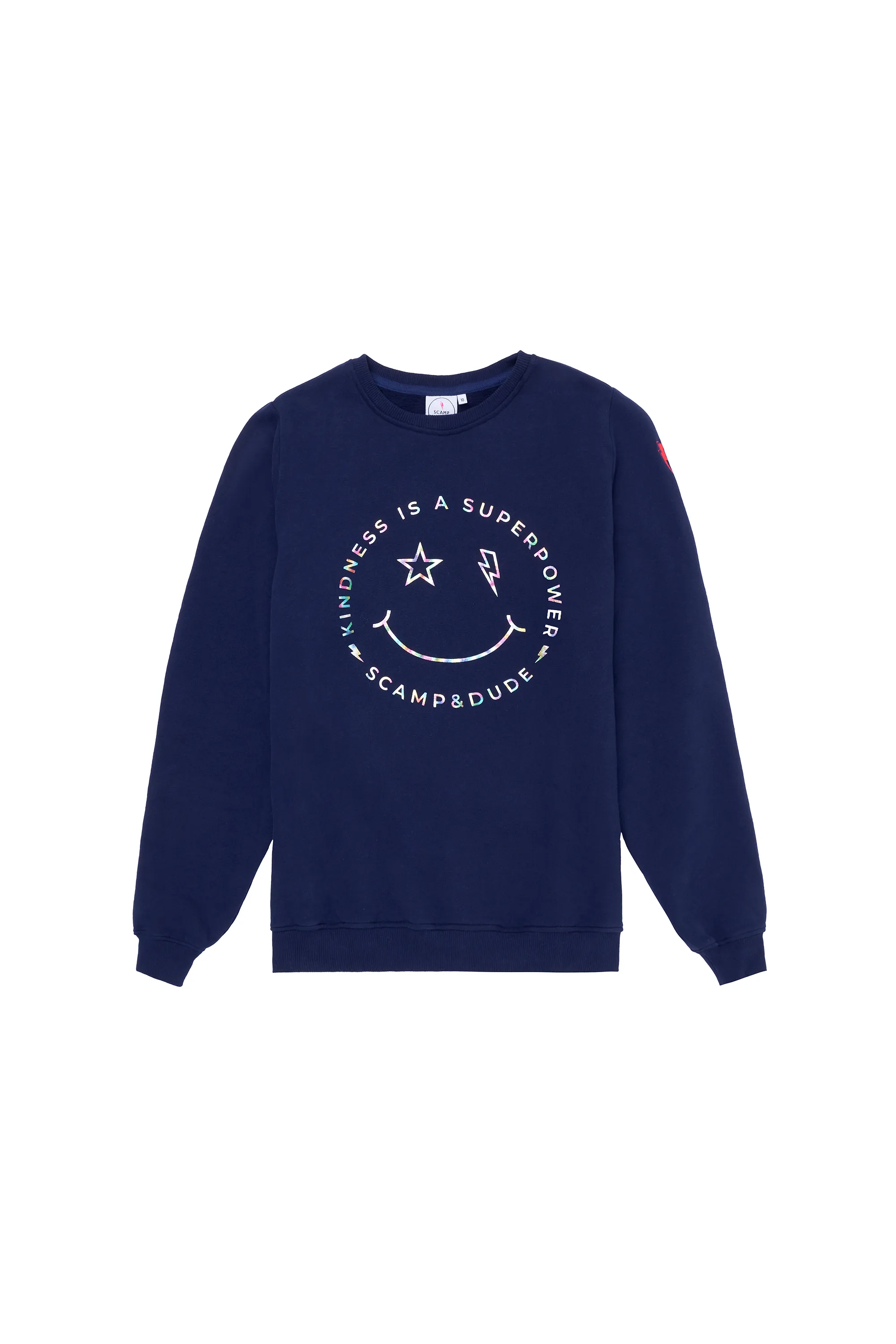 Scamp & Dude x Style For Stroke Navy with Rainbow Foil Smiley Face Classic Sweatshirt