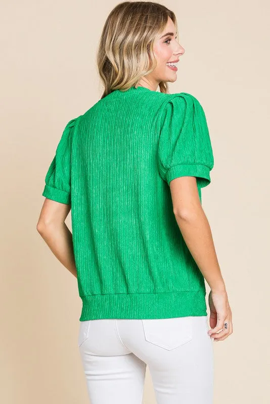 Textured Peasant Sleeves Top - Final Sale