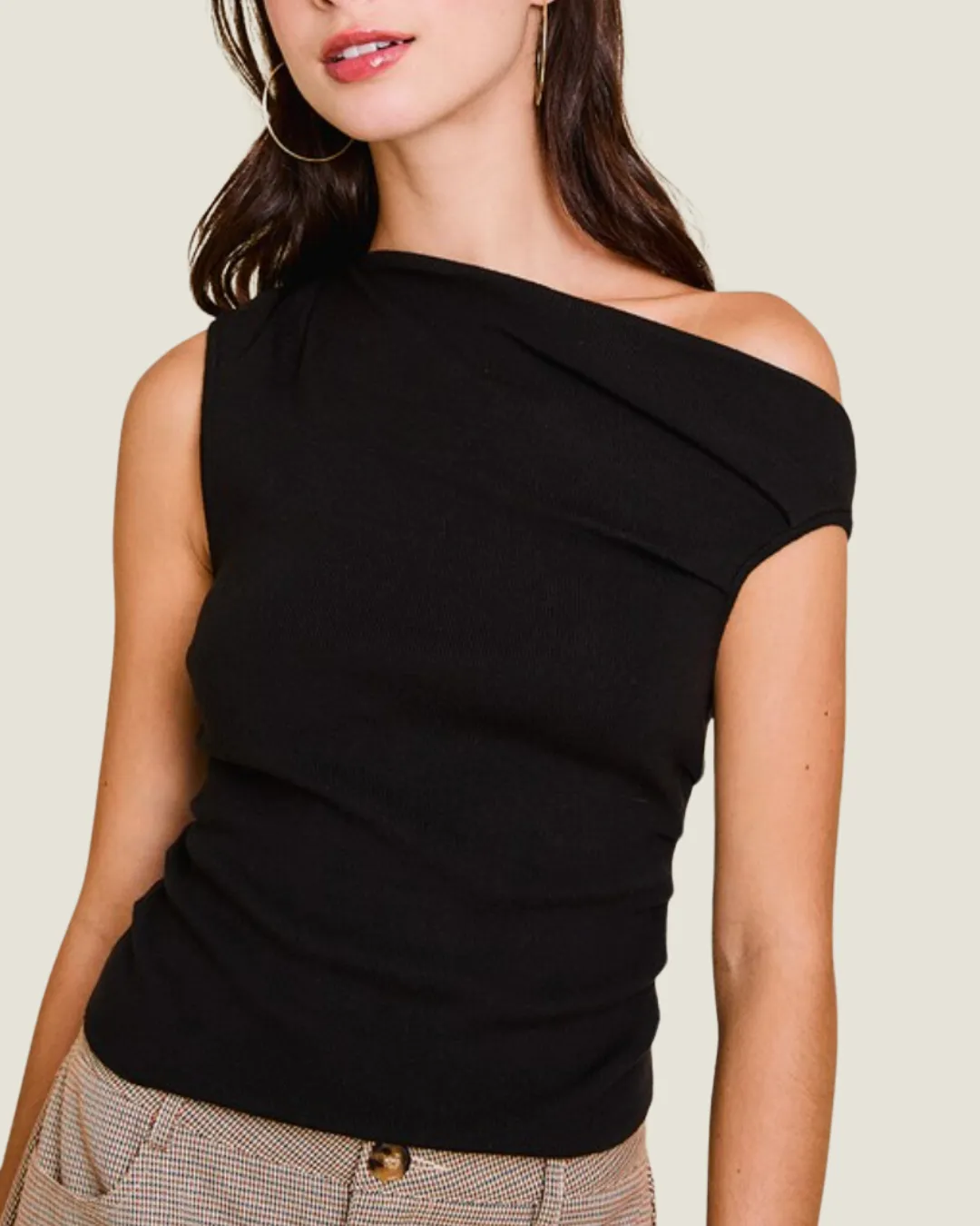 The Kim: Asymmetrical Neck Knit Top