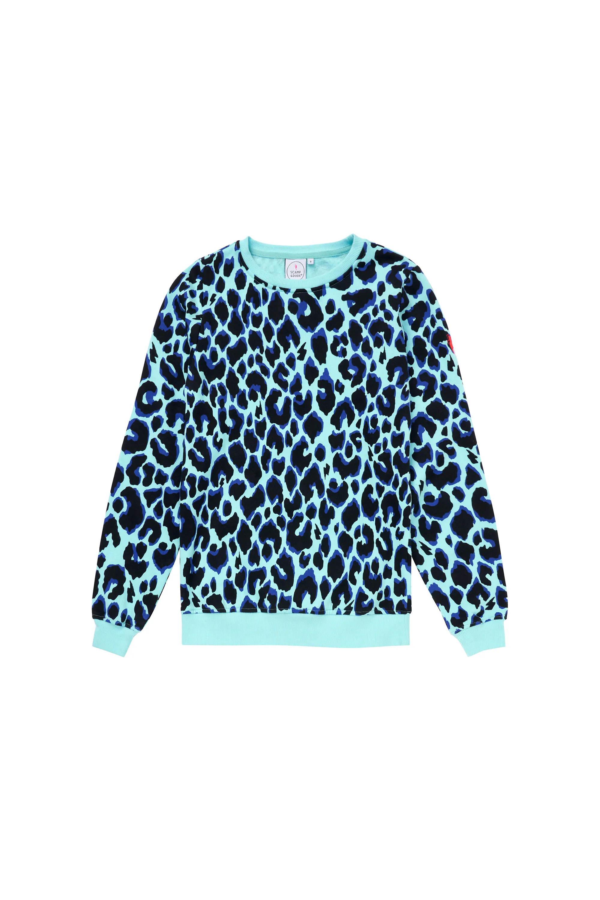 Turquoise with Black and Blue Shadow Leopard Classic Sweatshirt