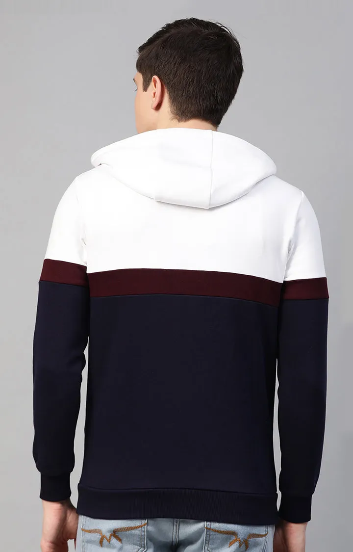 Underjeans By Spykar Men White Colourblock Hoodies For Men