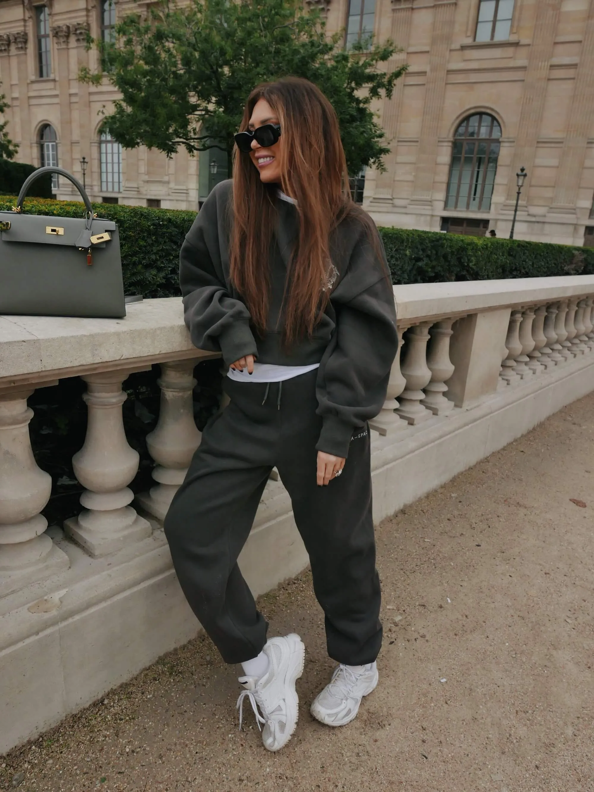 'UNIVERSITE' CROPPED OVERSIZED SWEATSHIRT SLATE GREY