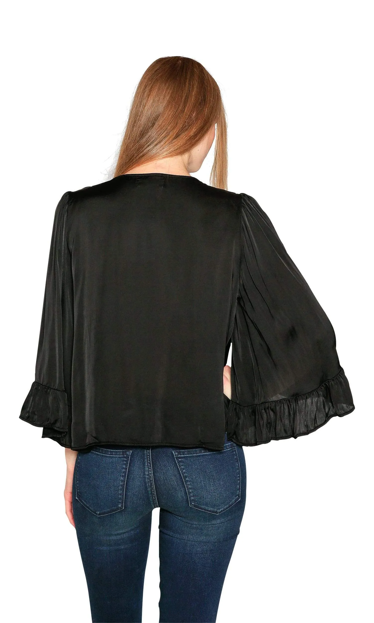 Velvet by Graham & Spencer Galila Velvet Satin Peasant Top