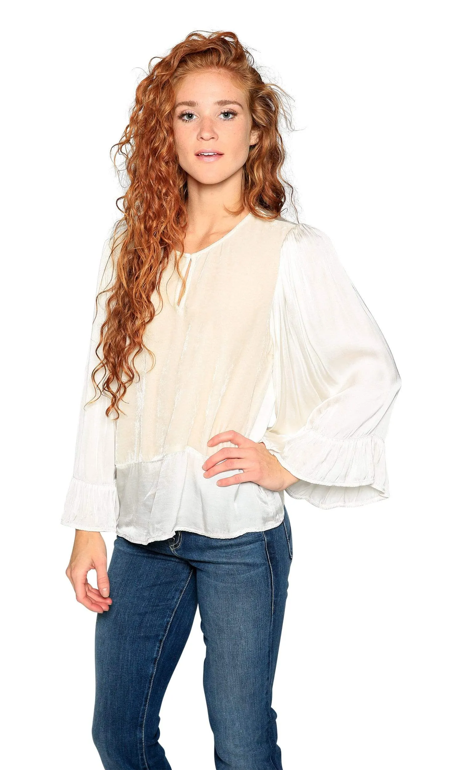 Velvet by Graham & Spencer Galila Velvet Satin Peasant Top