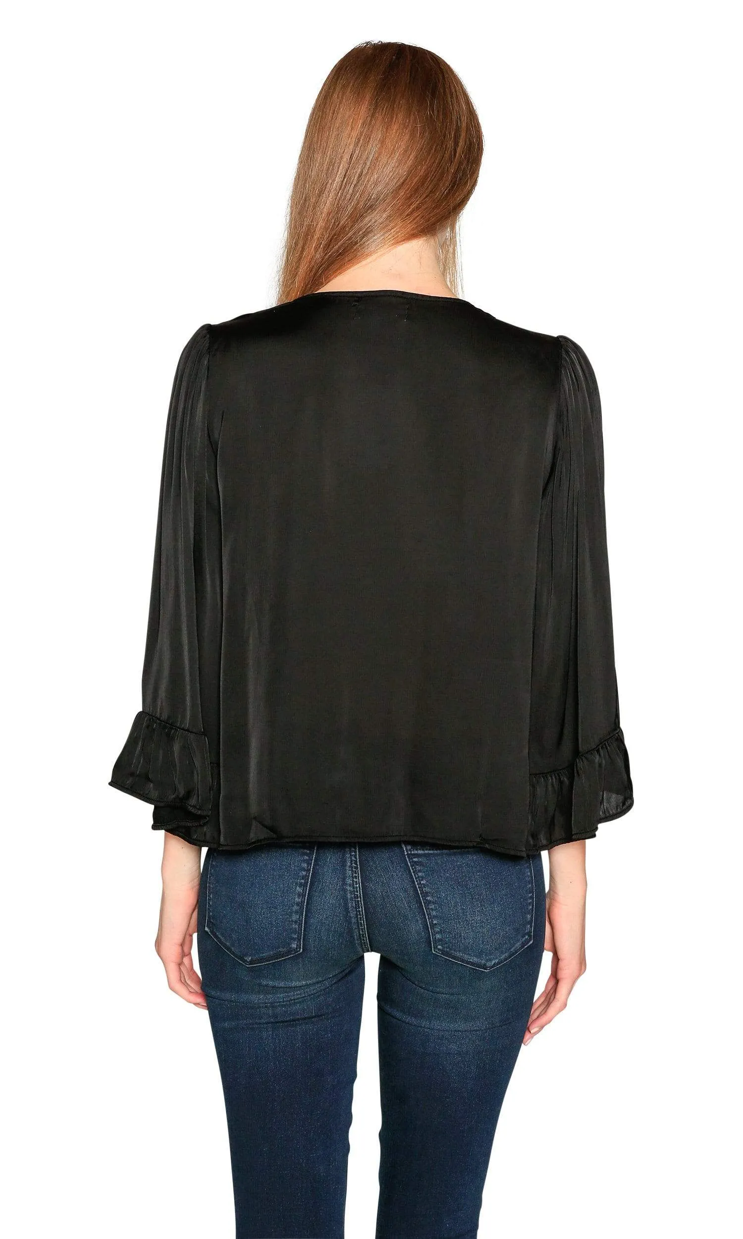 Velvet by Graham & Spencer Galila Velvet Satin Peasant Top