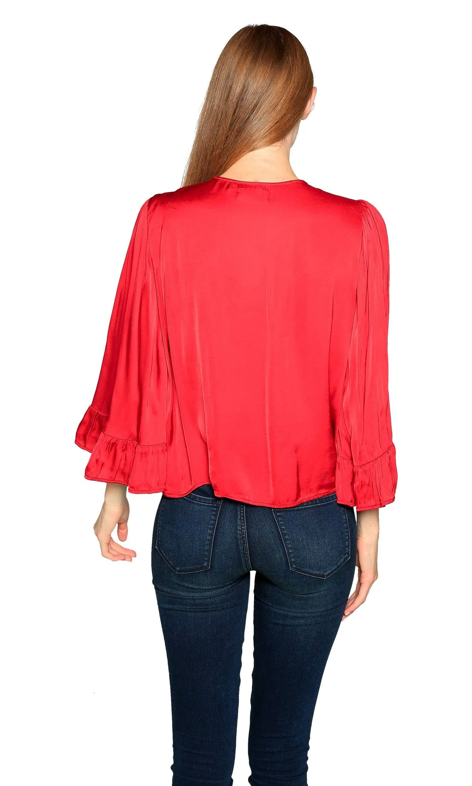 Velvet by Graham & Spencer Galila Velvet Satin Peasant Top