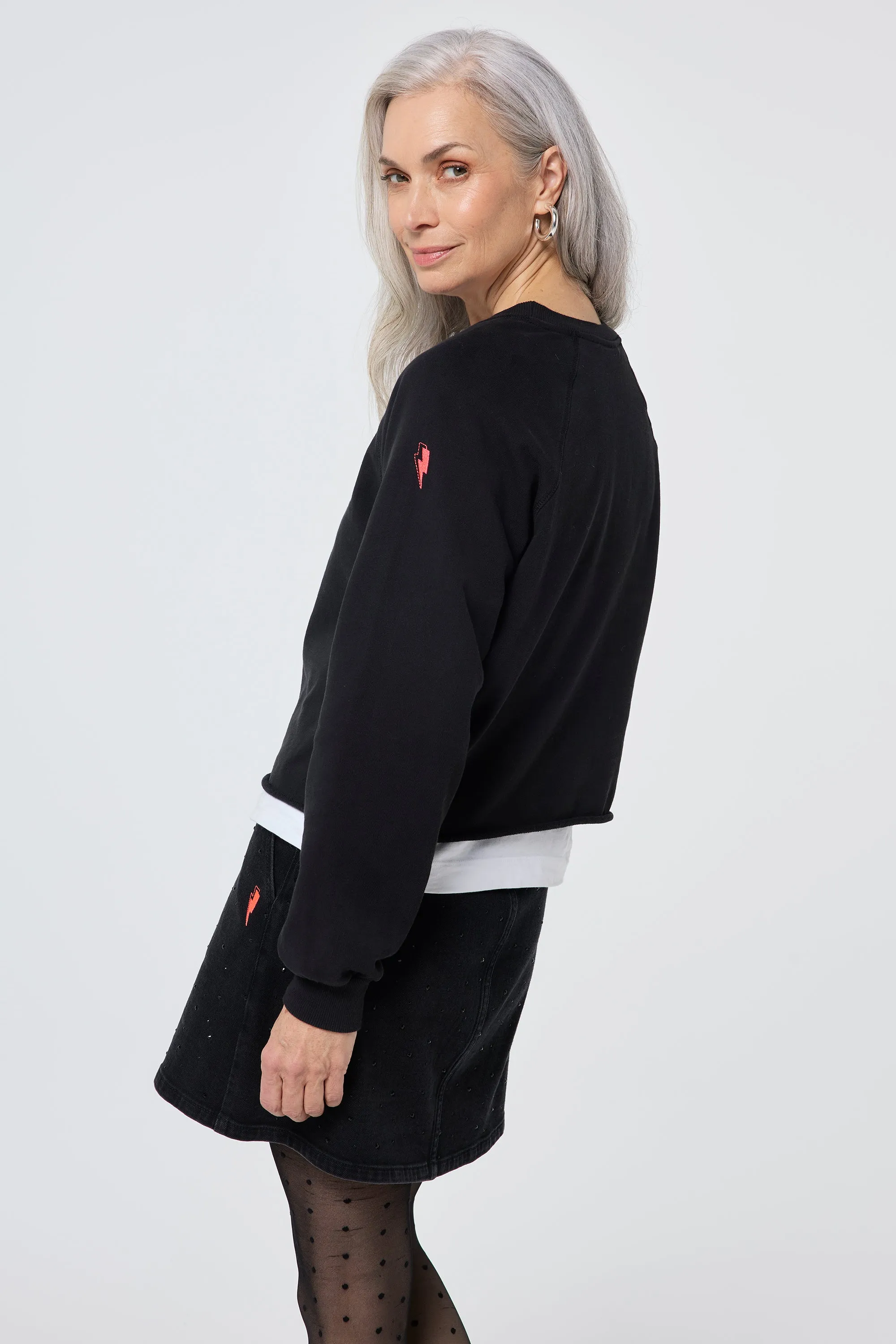 Washed Black Cropped Sweatshirt