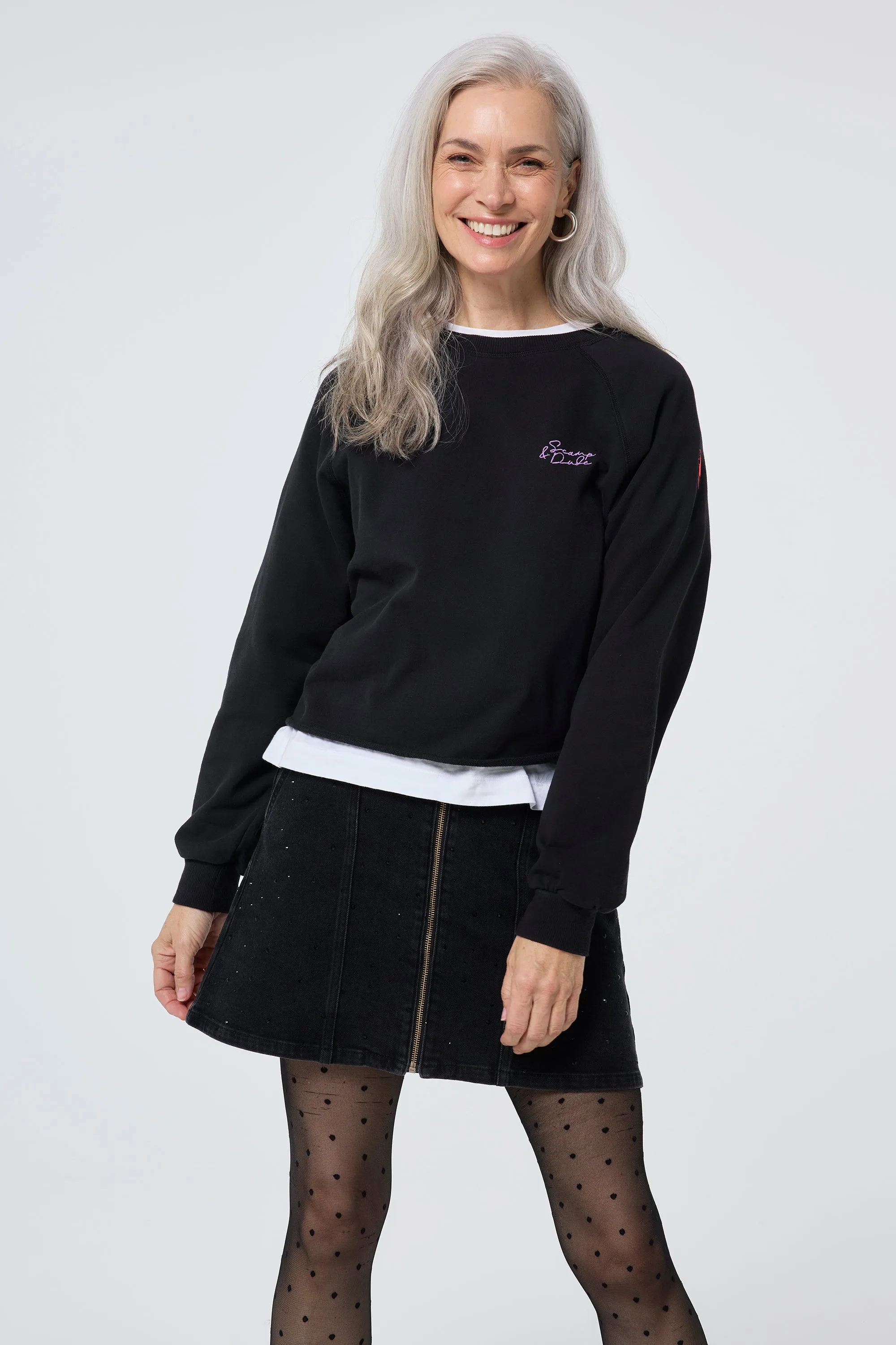 Washed Black Cropped Sweatshirt