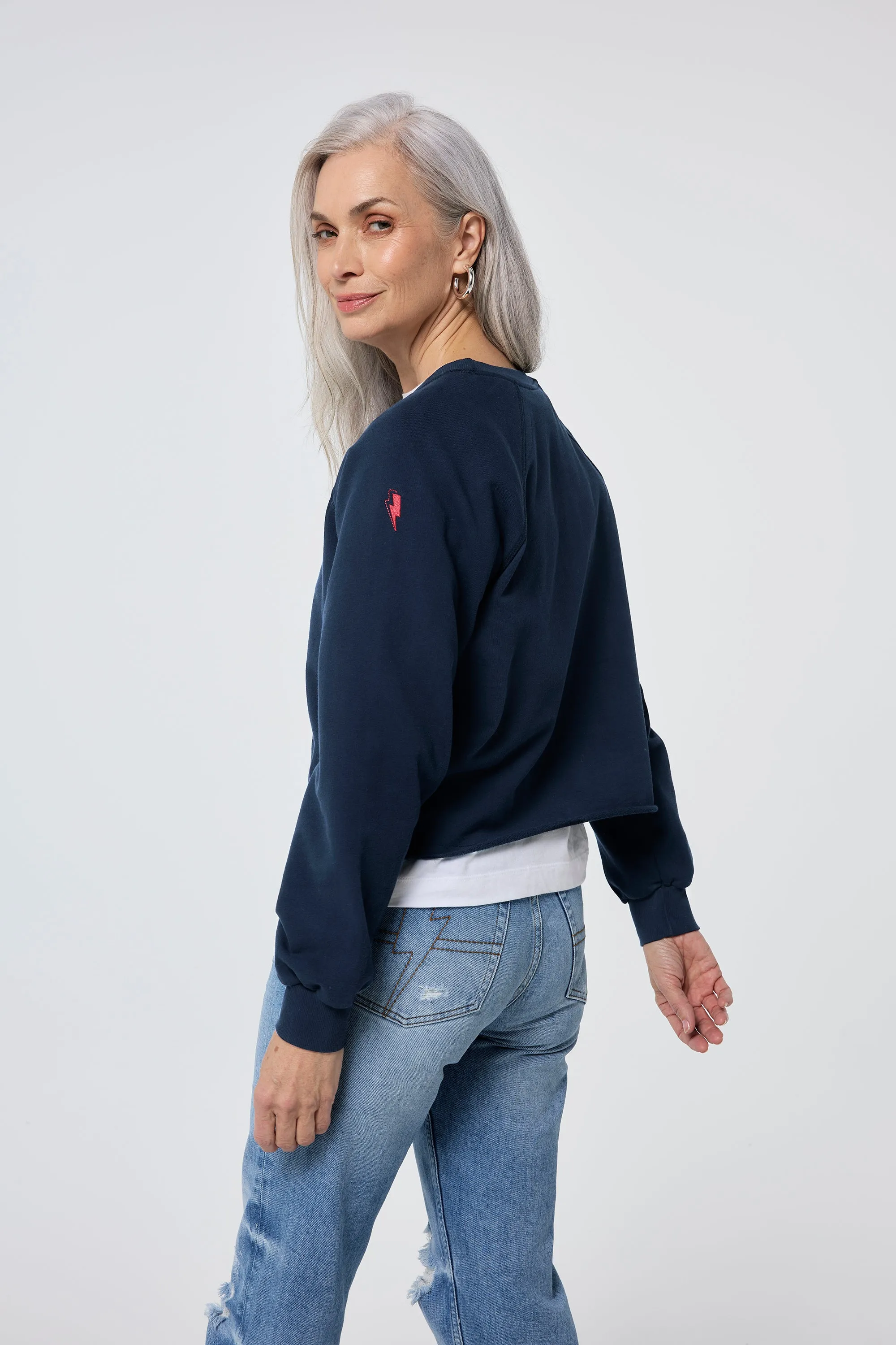 Washed Navy Cropped Sweatshirt