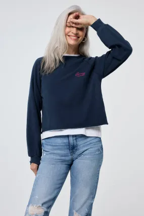 Washed Navy Cropped Sweatshirt