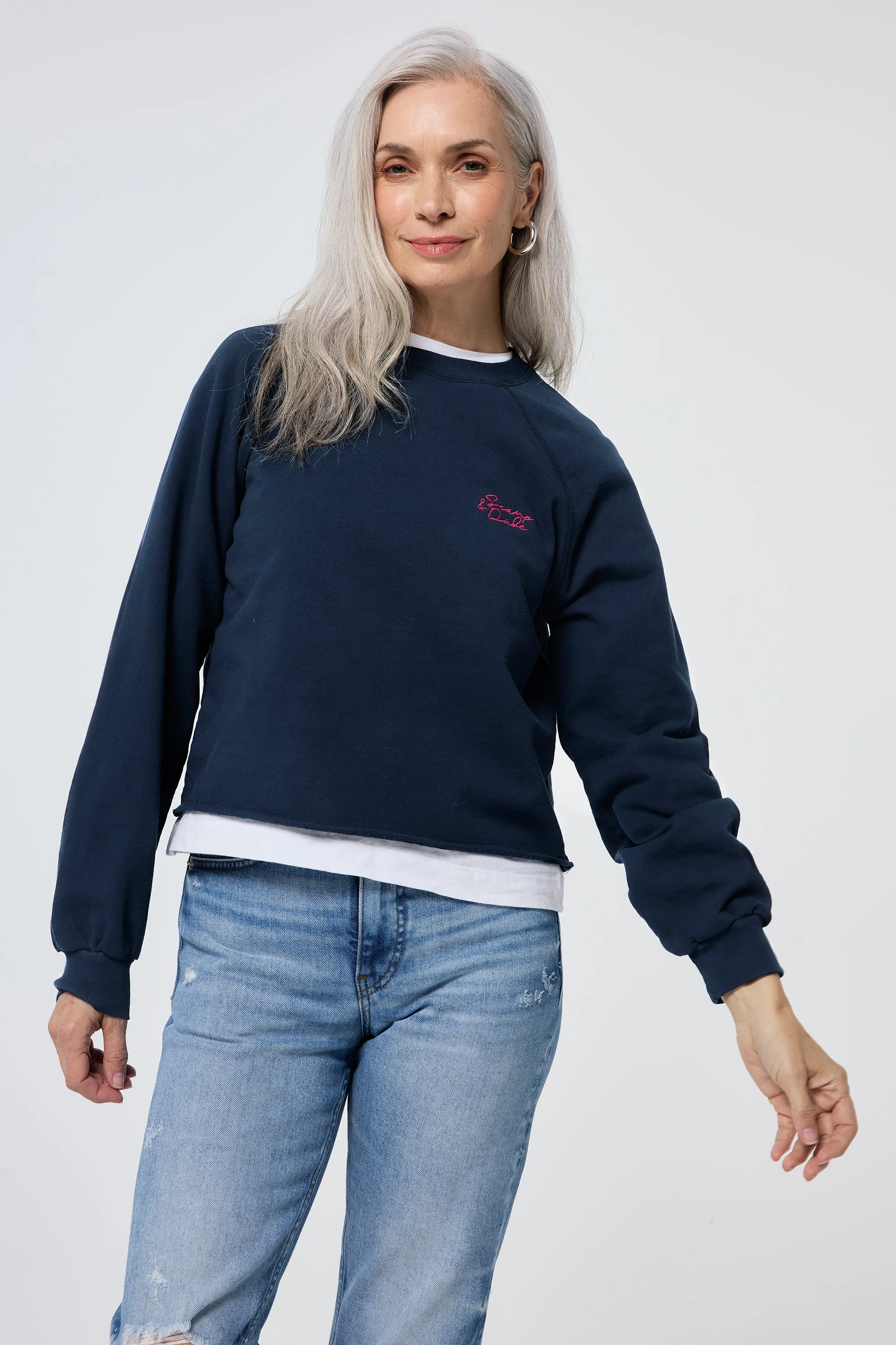 Washed Navy Cropped Sweatshirt