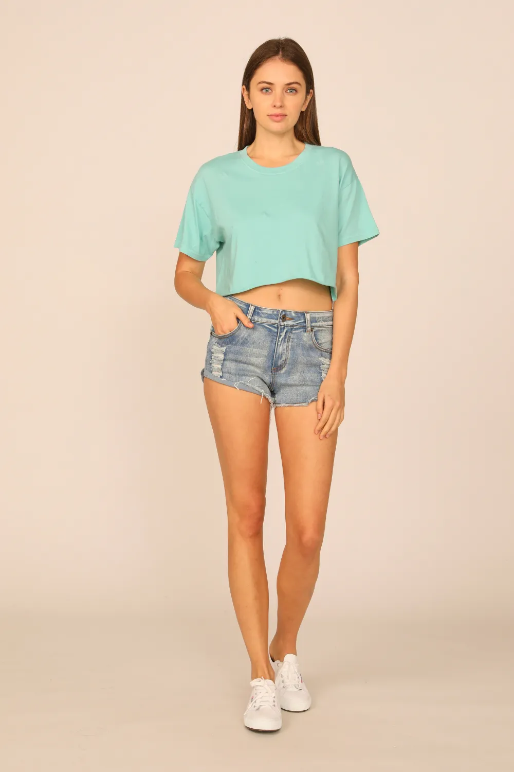 Waterfall Garment Dye Boxy Crop Tee