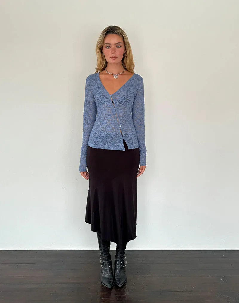 Zatin Asymmetrical Cardigan in Moonlight Blue Lace